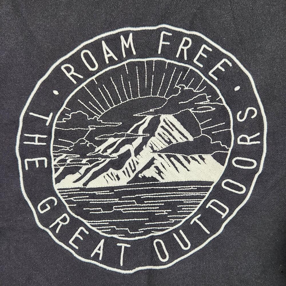 Old Navy Sweatshirt Mens XL Black Roam Free Great Outdoors Mountain Embroidery
